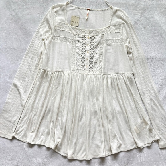 FREE PEOPLE Pretty Please Long Sleeve Embroidered Tunic--M - Picture 8 of 14